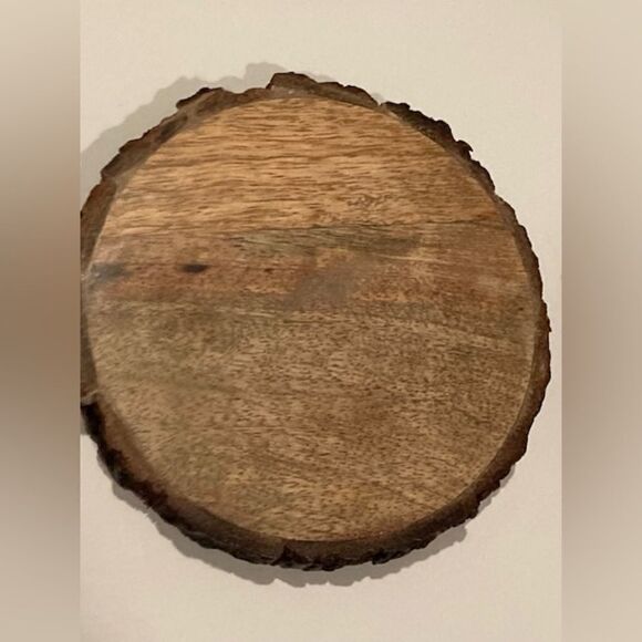 Rustic Live Edge Wood Slice 4” Drink Coaster Set of 4 Man Cave Decor - Picture 4 of 8